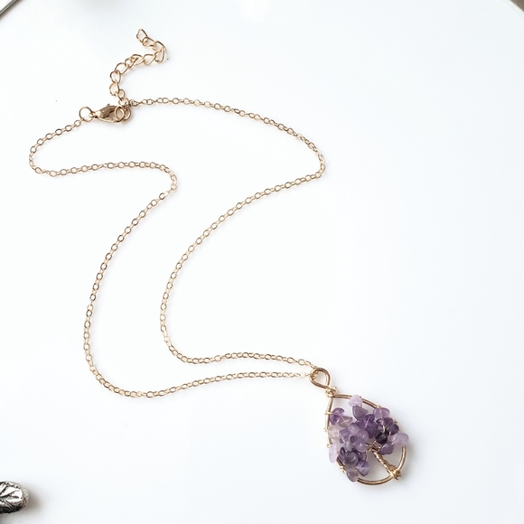 Natural amethyst tree of life pendant necklace - Picture 4 of 4
